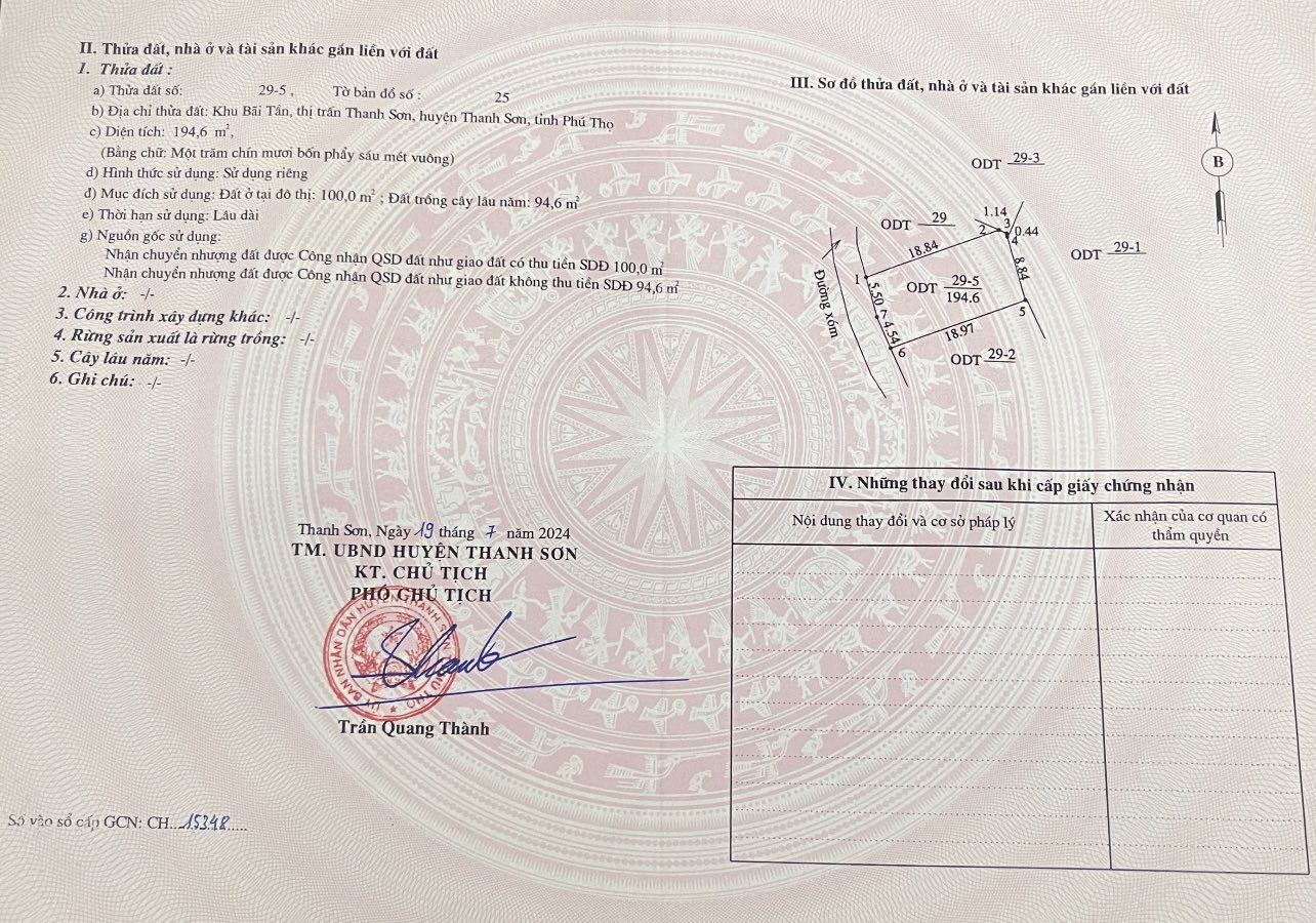 Chính chủ cần bán Nhanh Lô Đất Tại  Khu Bãi Tần - Thanh Sơn - Phú Thọ. - Ảnh chính