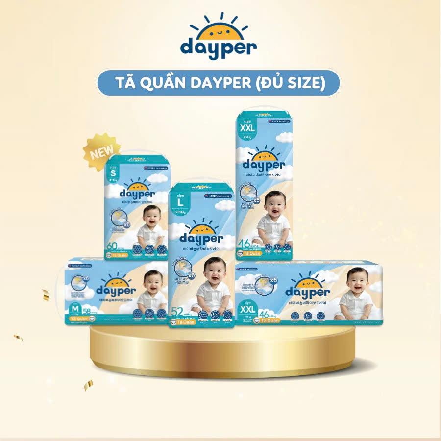 THÔNG TIN SẢN PHẨM TÃ DAYPER -  Tã/bỉm quần Dayper đủ size - Super Hive Dry mới, thấm hút gấp 6 lần - Ảnh chính