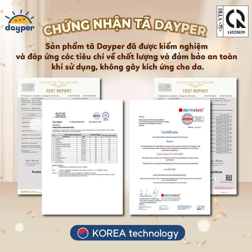 THÔNG TIN SẢN PHẨM TÃ DAYPER -  Tã/bỉm quần Dayper đủ size - Super Hive Dry mới, thấm hút gấp 6 lần - Ảnh 1