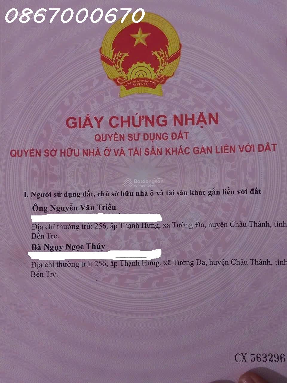 Cần tiền bán nhanh lô đất 907,8m2 tại Tường Đa, Châu Thành, Bến Tre, giá đầu tư - Ảnh 1