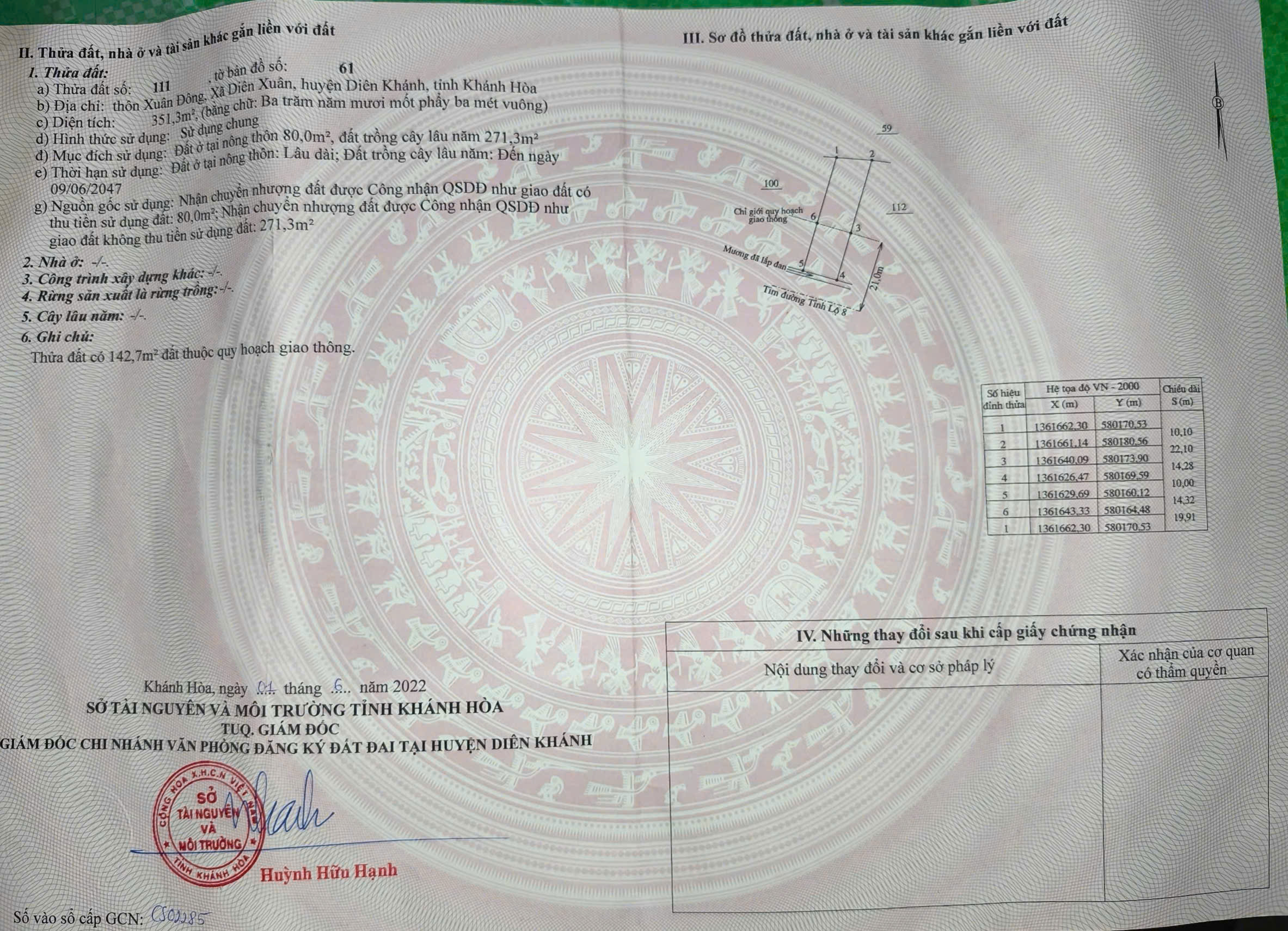 A-BÁN LÔ ĐẤT MẶT TIỀN TL8 XÃ DIÊN XUÂN CŨ (nay là Diên Lâm mới) - Ảnh chính