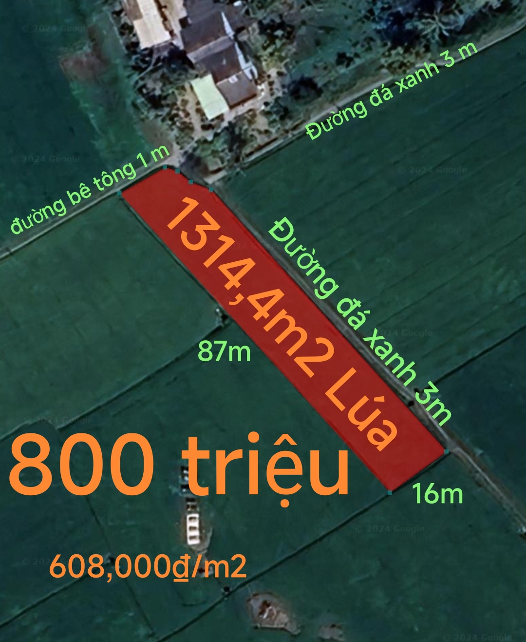 Bán gấp lô đất lúa hai mặt tiền xã Đức Tân giá 800 triệu - Ảnh chính