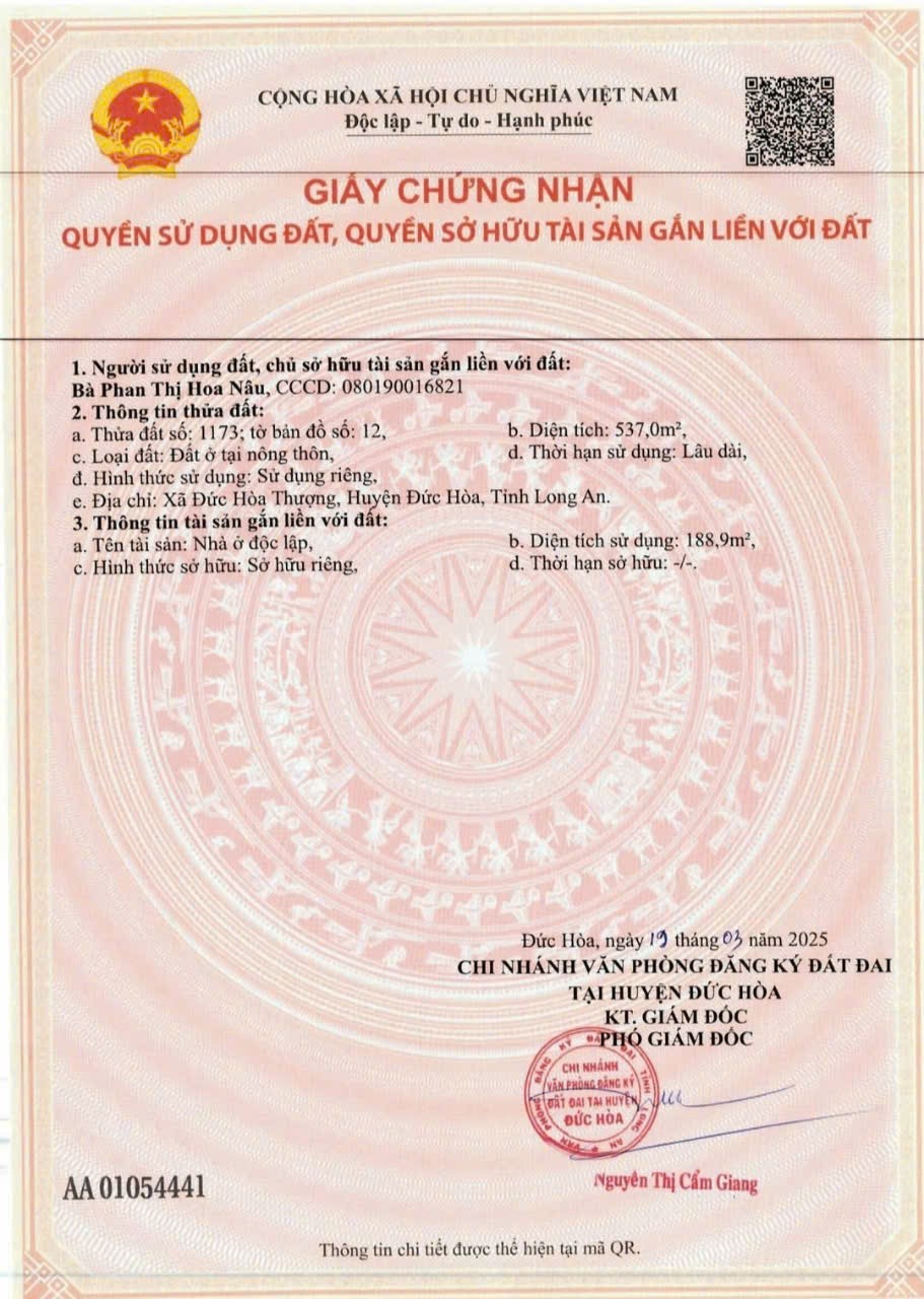 ĐẤT ĐẸP  - GIÁ TỐT - CHÍNH CHỦ CẦN BÁN LÔ ĐẤT Tại Xã Đức Hòa Thượng, Huyện Đức Hòa, Tỉnh Long An. - Ảnh chính