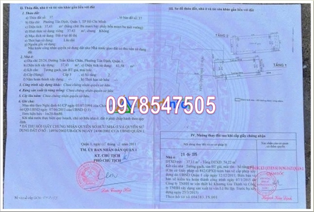 ⭐Bán nhà 2 mặt tiền 25/24 Trần Khắc Chân, P.Tân Định, TP. Hồ Chí Minh; 0978547505 - Ảnh 1