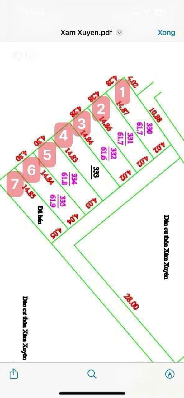 Bán lô góc 2 mặt thoáng Xâm Thị - Hồng Vân<br>Diện tích :  61.7m2(lô số 1) - Ảnh 1