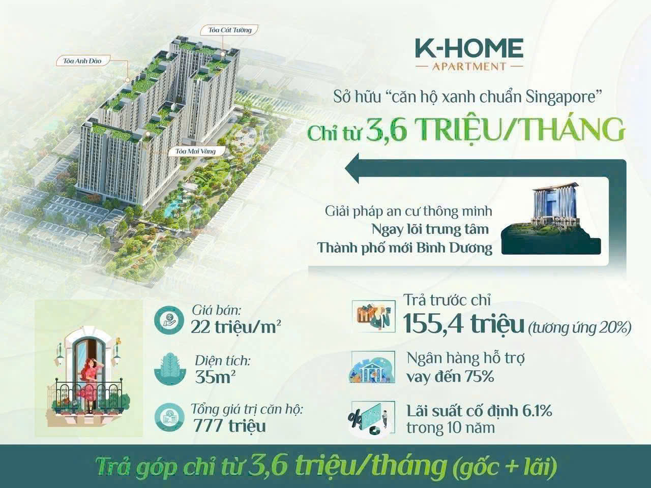 Căn hộ giá rẻ gần KCN VSIP2 – 46.69m², 1PN, chỉ 978 triệu, pháp lý rõ ràng - Ảnh chính