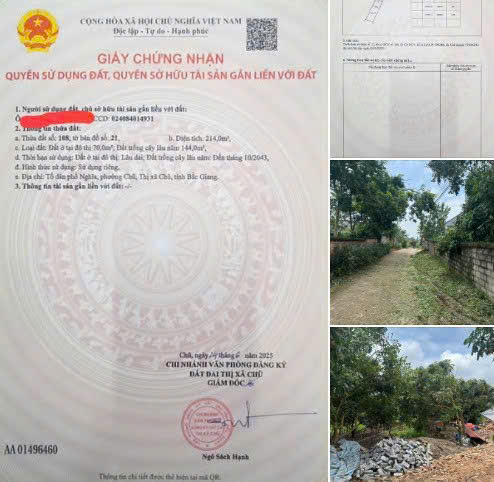 CHÍNH CHỦ CẦN BÁN ĐẤT Ở TỔ DÂN PHỐ NGHĨA-  PHƯỜNG CHŨ - THỊ XÃ CHỦ(LỤC NGẠN) - TỈNH BẮC GIANG - Ảnh 1