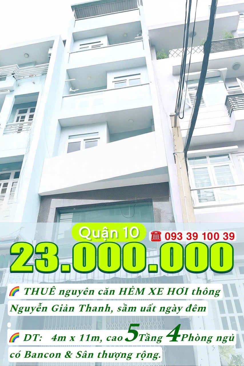 23 Triệu: Thuê nguyên căn 5 tầng 4 phòng ngủ- Hẻm xe tải thông khu Bắc Hải Quận 10. VŨ 0933910039 - Ảnh 4