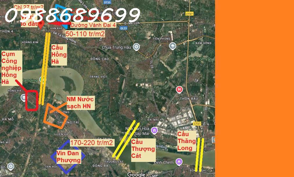 Vành Đai 4, cầu Hồng Hà - 139.8m2 full thổ cư, ôtô ngõ thông - Ảnh chính