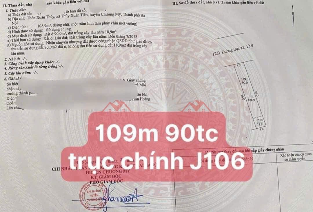 CHÍNH CHỦ CẦN BÁN LÔ ĐẤT 108,9M TẠI THỦY XUÂN TIÊN-CHƯƠNG MỸ-HÀ NỘI - Ảnh 4
