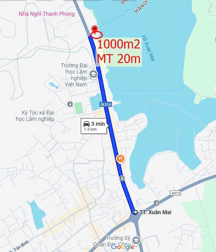 [Chính chủ] Bán lô đất 1000m2 mặt tiền 20m bám đường QL21 đối diện ĐH Lâm Nghiệp, view Hồ Xuân Mai - Ảnh 2