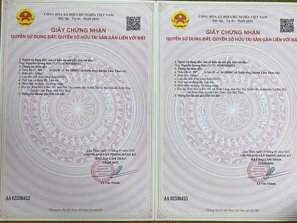 BÁN 2 LÔ ĐẤT LIỀN KỀ TẠI XUÂN HUY – LÂM THAO, PHÚ THỌ - Ảnh chính