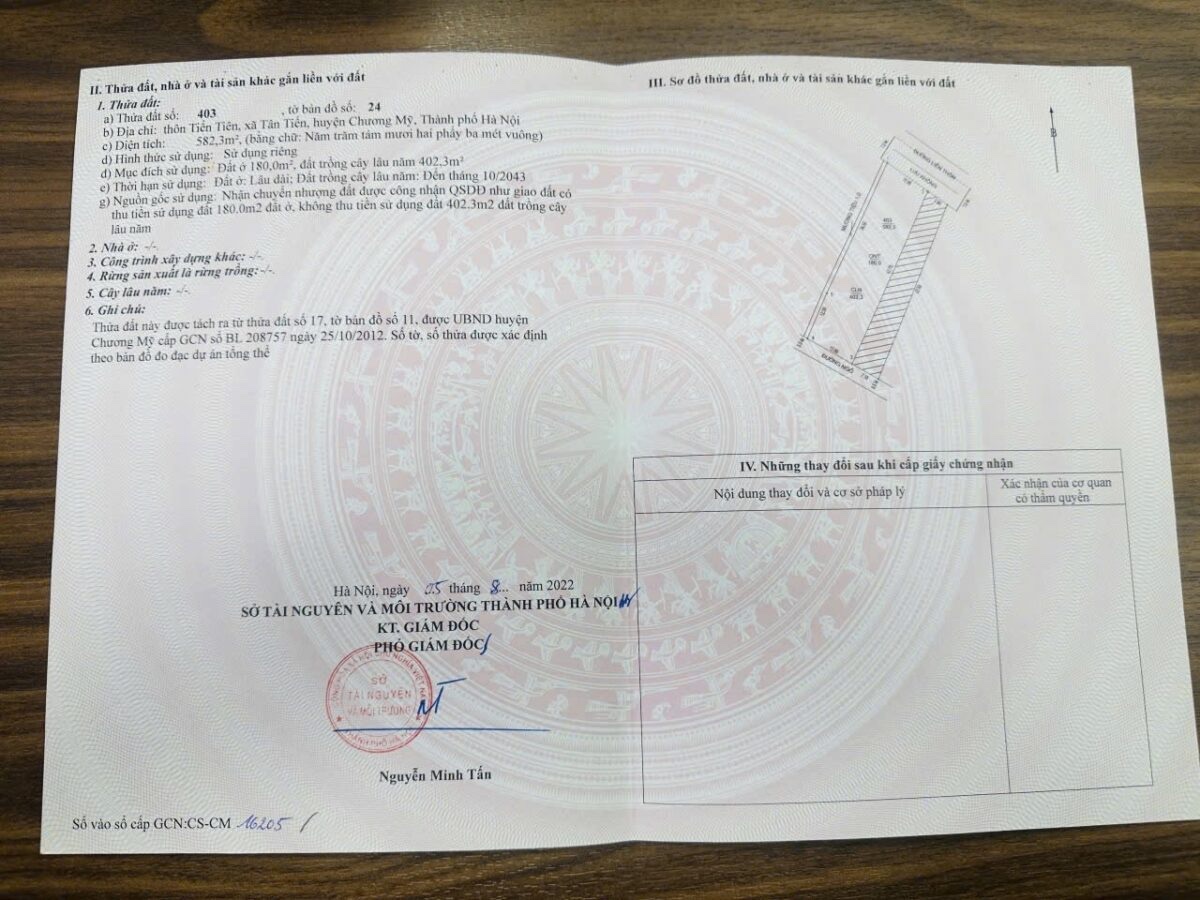 CHÍNH CHỦ CẦN BÁN LÔ ĐẤT 582,3M TẠI TÂN TIẾN-CHƯƠNG MỸ-HÀ NỘI - Ảnh 3