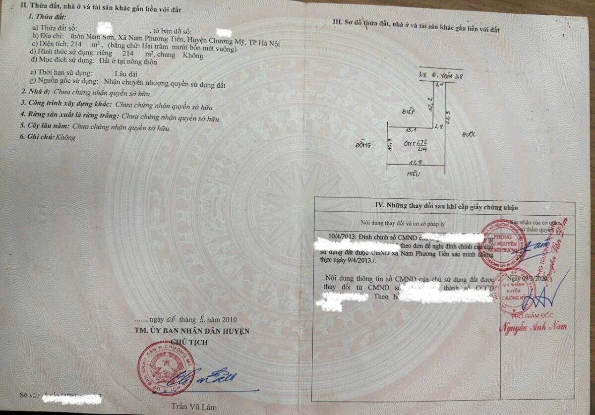 CHÍNH CHỦ CẦN BÁN CĂN NHÀ 214M TẠI NAM PHƯƠNG TIẾN-CHƯƠNG MỸ-HÀ NỘI - Ảnh 4