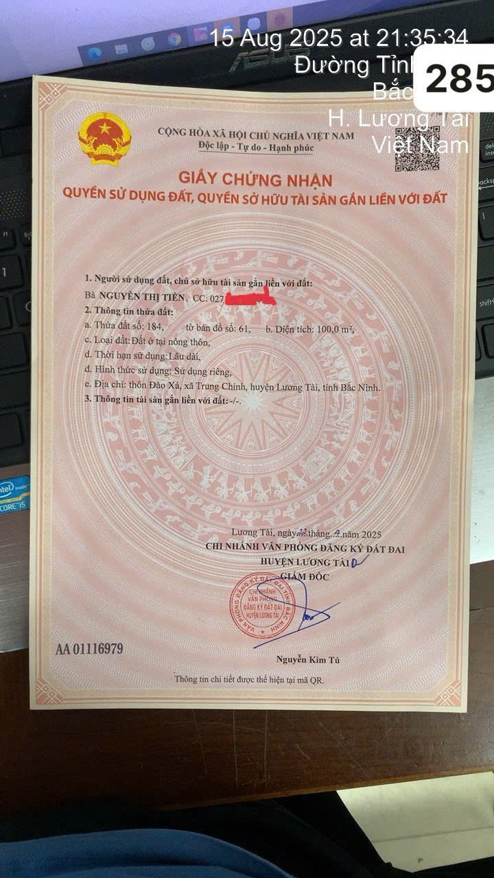 CHÍNH CHỦ CẦN BÁN 2 LÔ ĐẤT MẶT ĐƯỜNG TỈNH LỘ 285 - XÃ TRUNG CHÍNH - HUYỆN LƯƠNG TÀI (THUẬN THÀNH) - - Ảnh 1