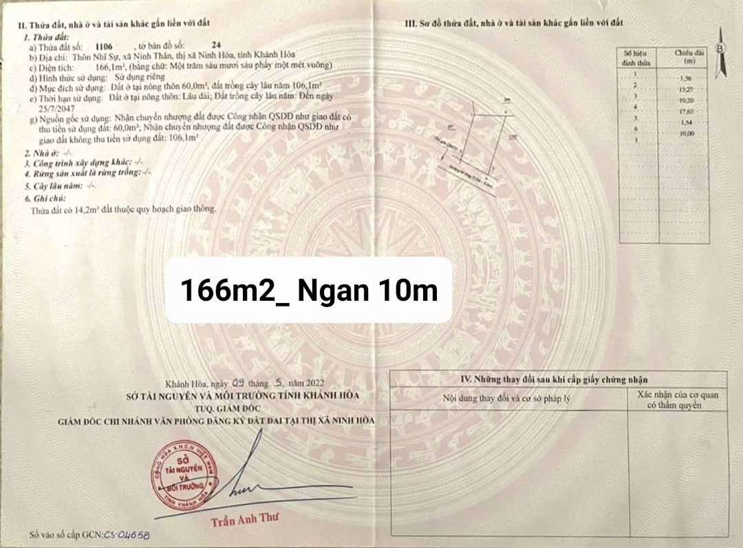 Bán Gấp Lô Đất Thổ Cư, Nằm Ngay Mặt Tiền Đường Xã Ninh Thân, Ninh Hòa – Giá Chỉ 500 Triệu! - Ảnh 4