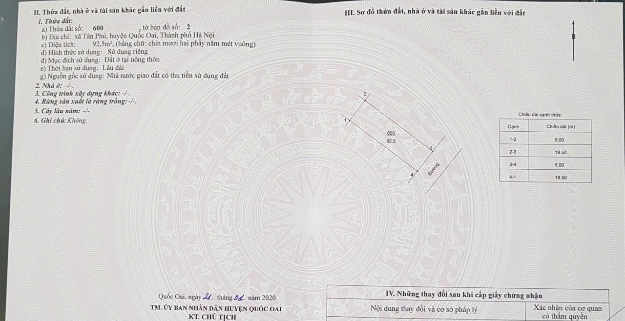 CHÍNH CHỦ BÁN ĐẤT ĐẸP – TÂN PHÚ, QUỐC OAI, HÀ NỘI - Ảnh 1
