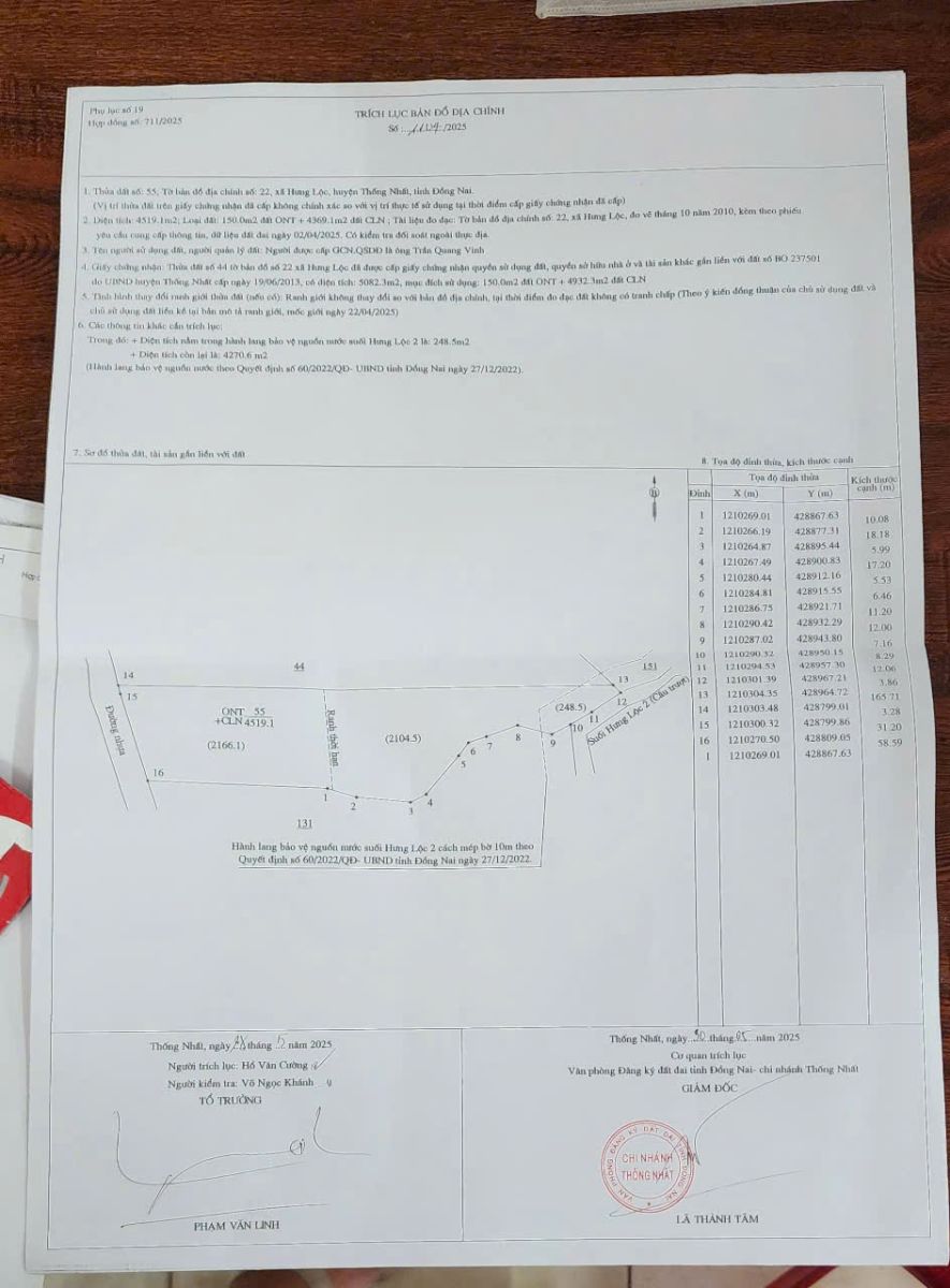 CẦN BÁN LÔ ĐẤT VƯỜN TẠI  XÃ HƯNG LỘC, HUYỆN THỐNG NHẤT, TỈNH ĐỒNG NAI - Ảnh 1